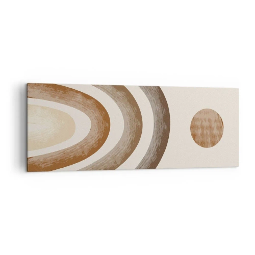 Bild auf Leinwand - Leinwandbild - Geometrisches Planetenmotiv in Brauntönen - 140x50cm - In einer weit entfernten Galaxie - Moderne Wanddekoration für Wohnzimmer und Schlafzimmer ARTTOR