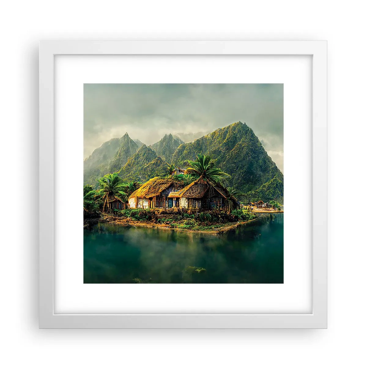 Poster in einem weißen Rahmen - Tropisches Paradies - 30x30 cm