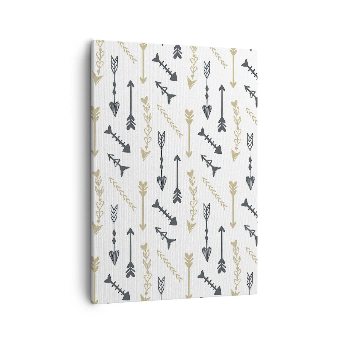 Bild auf Leinwand - Leinwandbild - Ein minimalistisches Muster mit Pfeilen in Beige- und Grautönen. - 50x70cm - Der Traum des Bogenschützen - Moderne Wanddekoration für Wohnzimmer und Schlafzimmer ARTTOR