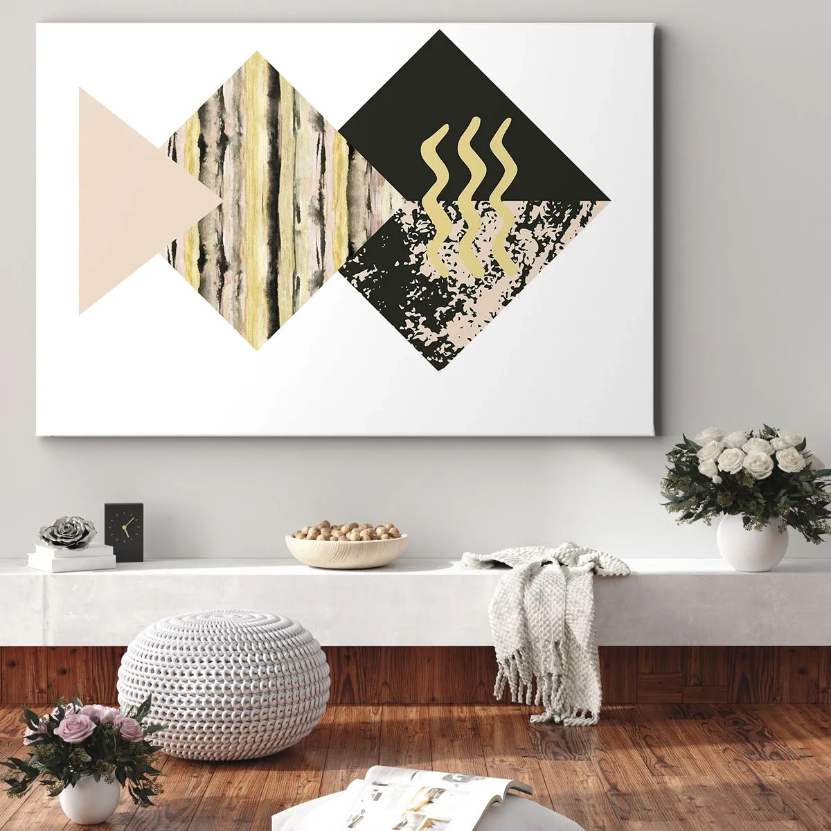 Bild auf Leinwand - Leinwandbild - Geometrische Formen mit abstrakten Mustern - 120x80cm - Es ist nicht so einfach - Moderne Wanddekoration für Wohnzimmer und Schlafzimmer ARTTOR