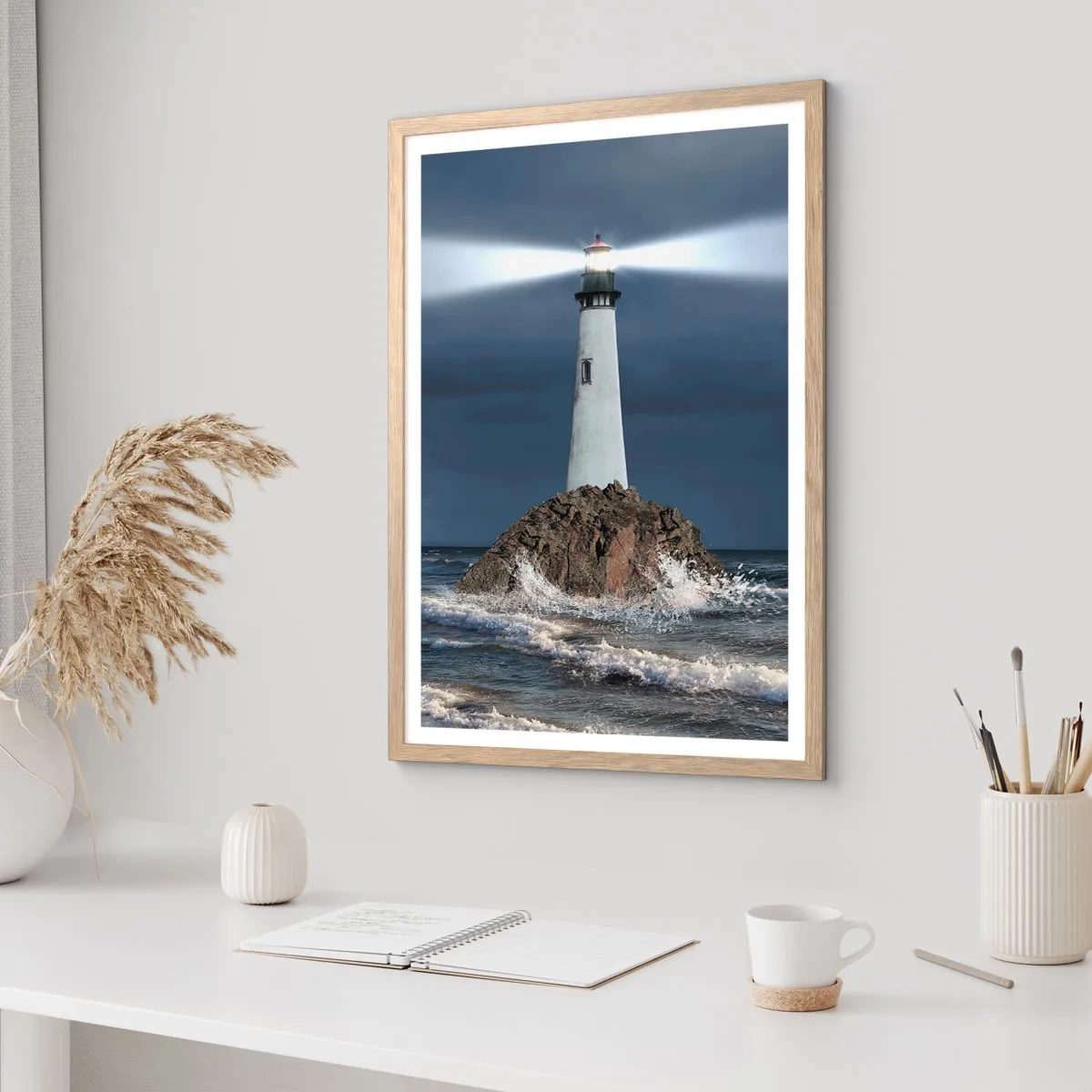 Poster in einem Rahmen aus heller Eiche - Hier... hier... hier! - 30x40 cm