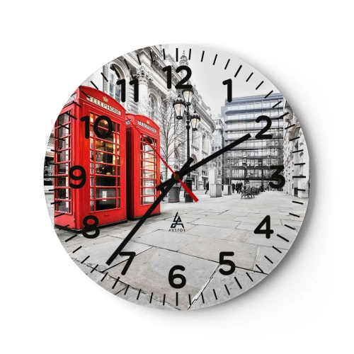 Wanduhr - Glasuhr - Willkommen in London - 40x40 cm