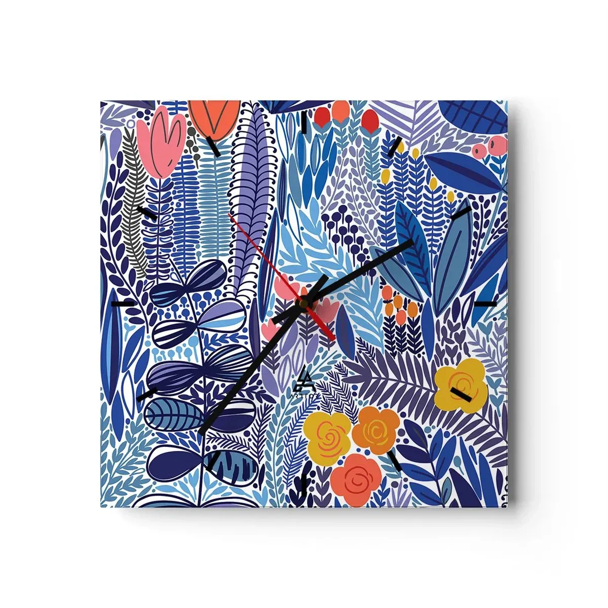 Wanduhr - Glasuhr - Hawaiianischer Garten - 40x40 cm