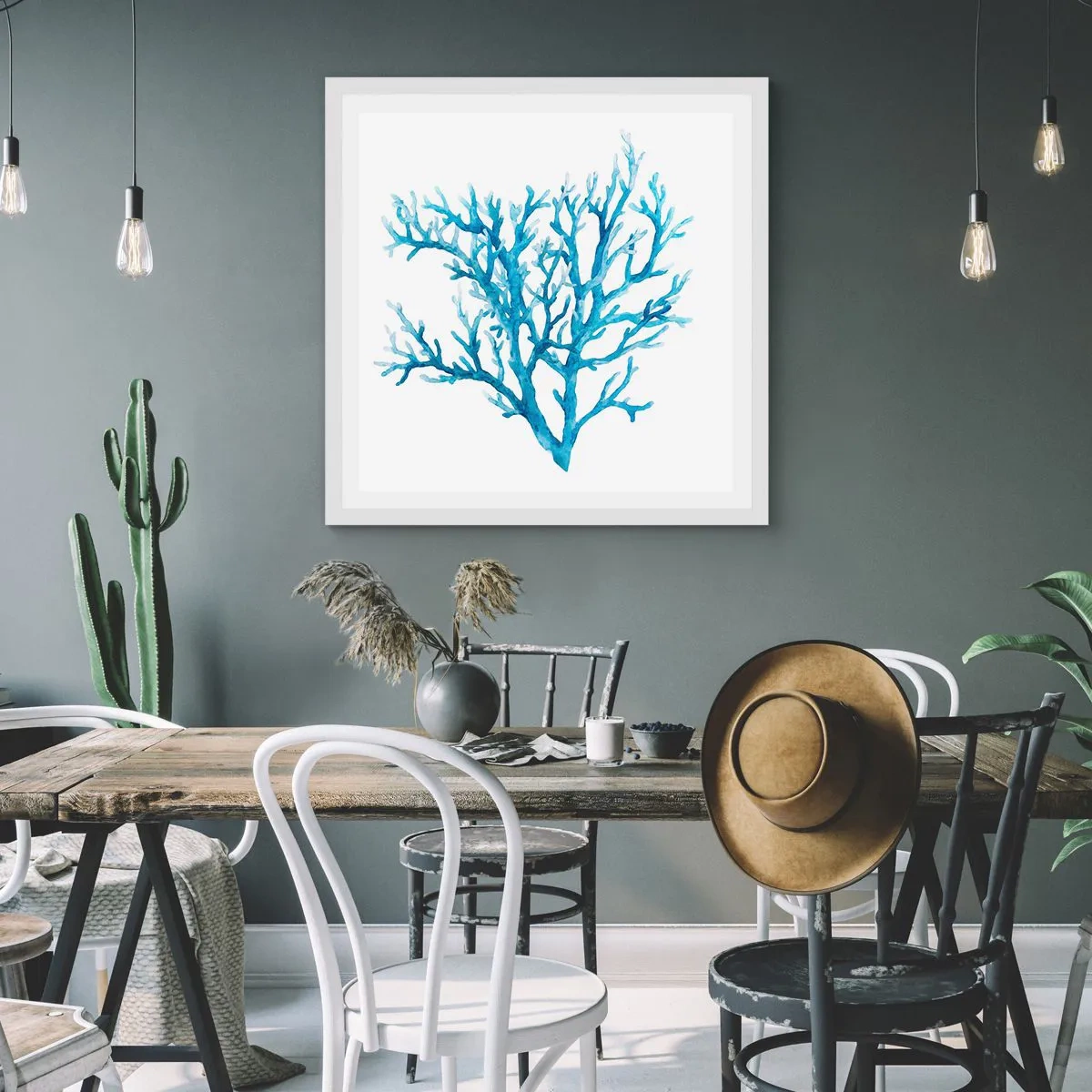 Poster in einem weißen Rahmen - Nautisches Filigran - 60x60 cm