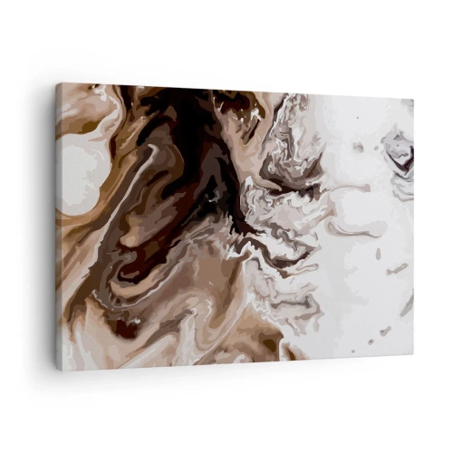 Bild auf Leinwand - Leinwandbild - Abstraktion in Brauntönen mit dynamischen Linien - 70x50cm - Farbkontrast - Moderne Wanddekoration für Wohnzimmer und Schlafzimmer ARTTOR