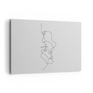 Bild auf Leinwand - Leinwandbild - Eine minimalistische Zeichnung von zwei Gesichtern in einer Linie. - 100x70cm - Die Hitze bitterer Begierden - Moderne Wanddekoration für Wohnzimmer und Schlafzimmer ARTTOR