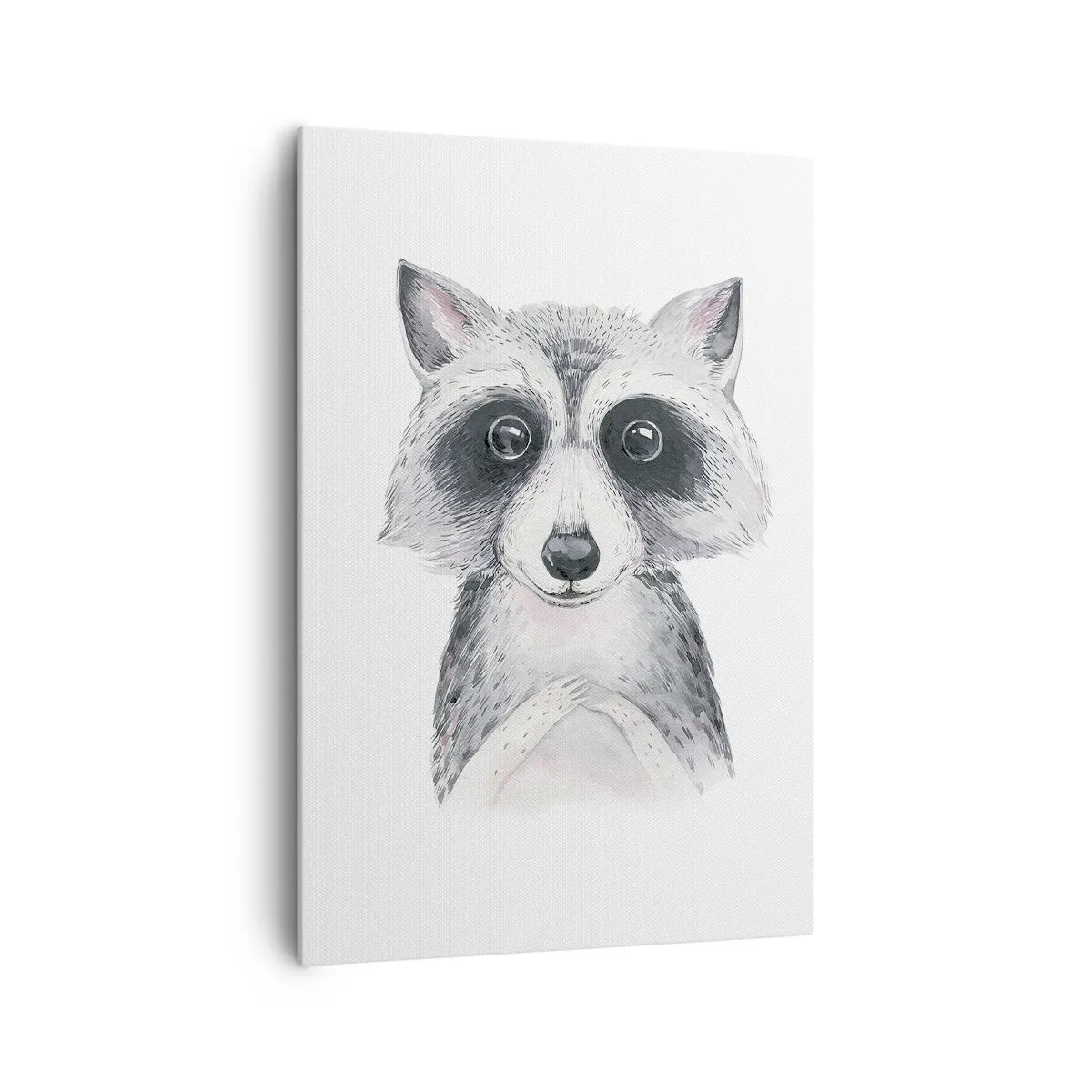 Bild auf Leinwand - Leinwandbild - Adorable Portrait eines Waschbären auf weißem Hintergrund - 70x100cm - Ein Moment zum Bewegen - Moderne Wanddekoration für Wohnzimmer und Schlafzimmer ARTTOR