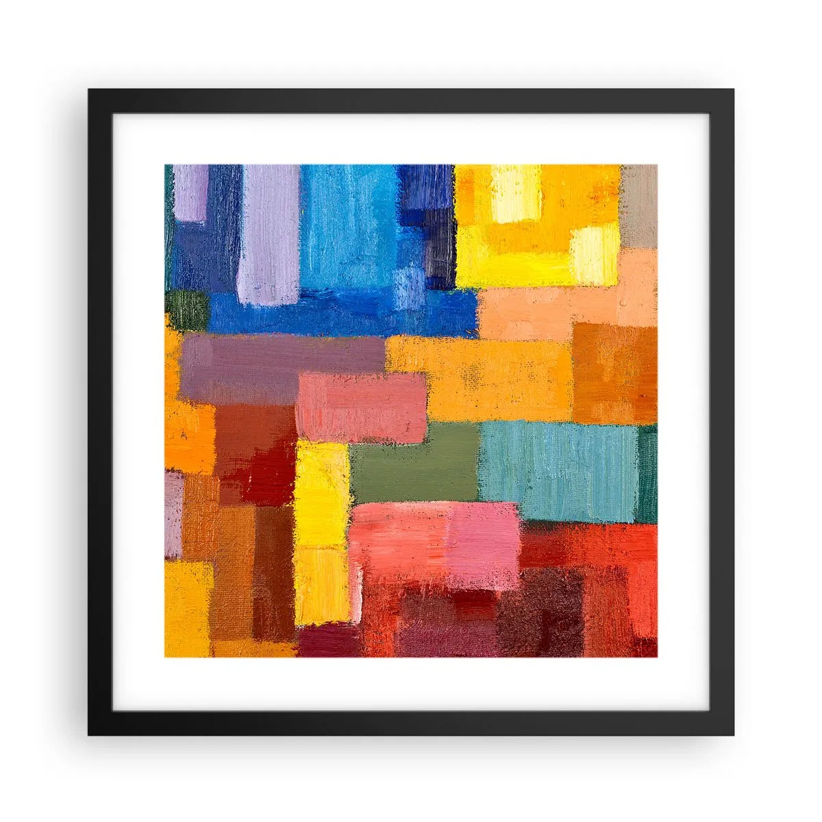 Poster in einem schwarzem Rahmen - Jeder ist anders, alle bunt - 40x40 cm