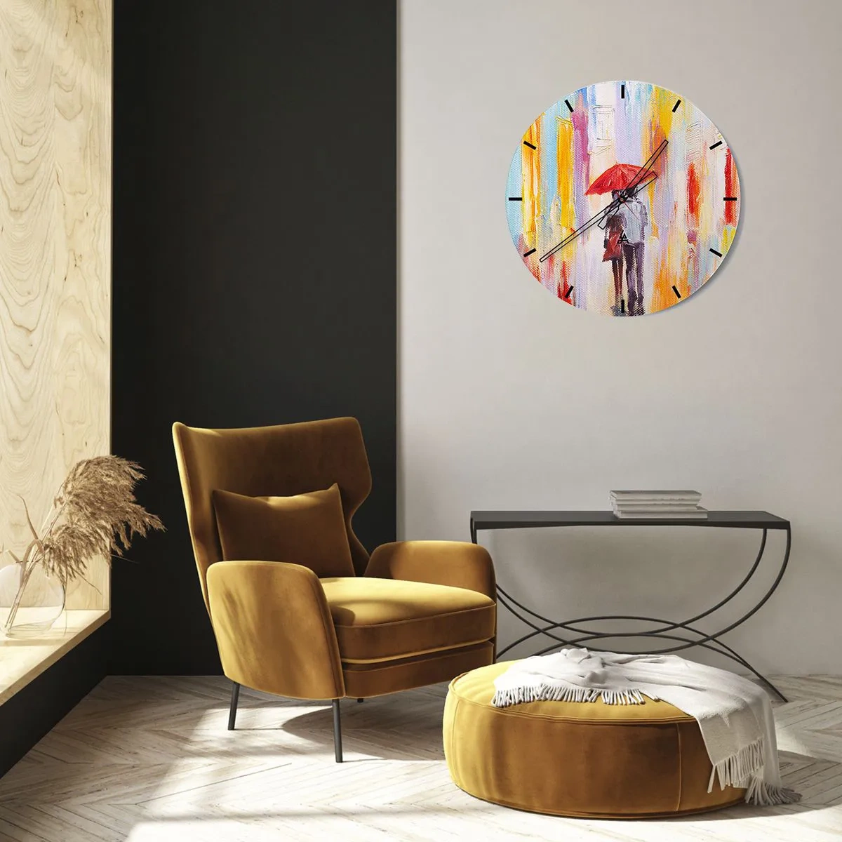 Wanduhr - Glasuhr - Lass es weiter regnen - 40x40 cm