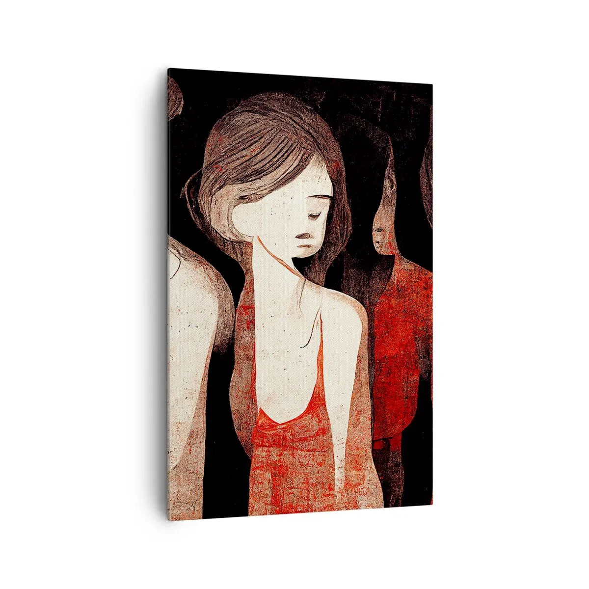 Bild auf Leinwand - Leinwandbild - Künstlerische Figuren in einer abstrakten Komposition - 80x120cm - Madonnen der Dunkelheit - Moderne Wanddekoration für Wohnzimmer und Schlafzimmer ARTTOR