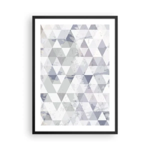 Poster in einem schwarzem Rahmen - Geometrisches Muster aus Dreiecken in Grautönen - 50x70cm - Im Rhythmus auf drei - Moderne Wanddekoration für Wohnzimmer und Schlafzimmer ARTTOR
