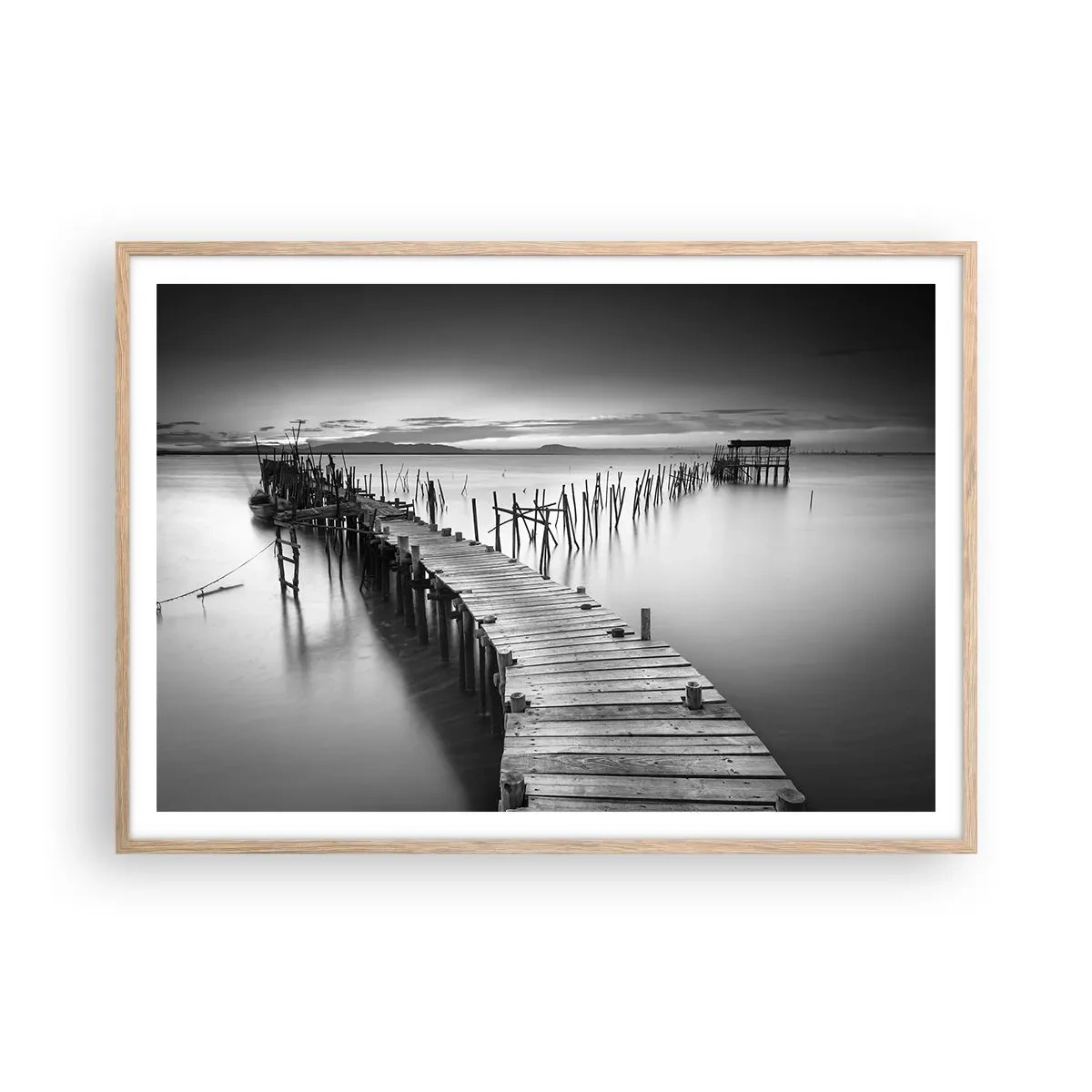 Poster in einem Rahmen aus heller Eiche - Der Frieden eines vergessenen Ufers - 100x70 cm