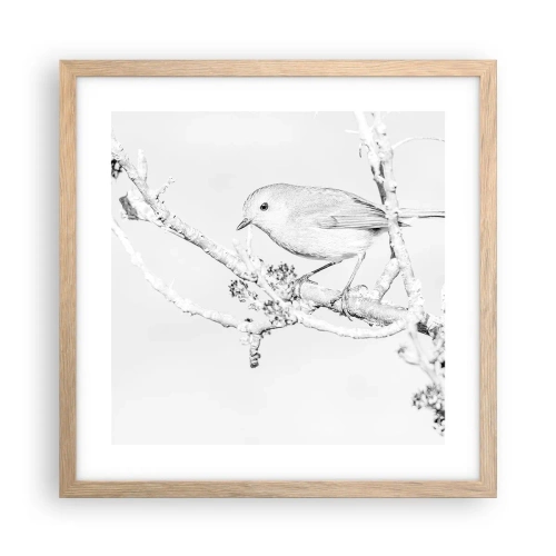 Poster in einem Rahmen aus heller Eiche - Wintermorgen - 40x40 cm