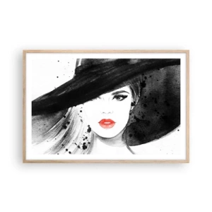 Poster in einem Rahmen aus heller Eiche - Frau in schwarz - 91x61 cm