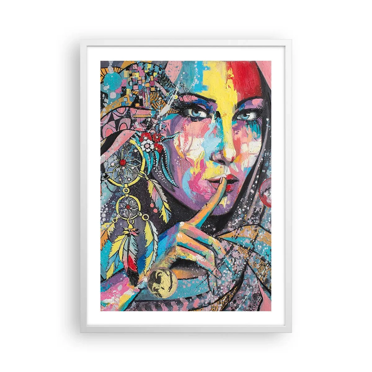 Poster in einem weißen Rahmen - Sei still, bis du verstehst - 50x70 cm