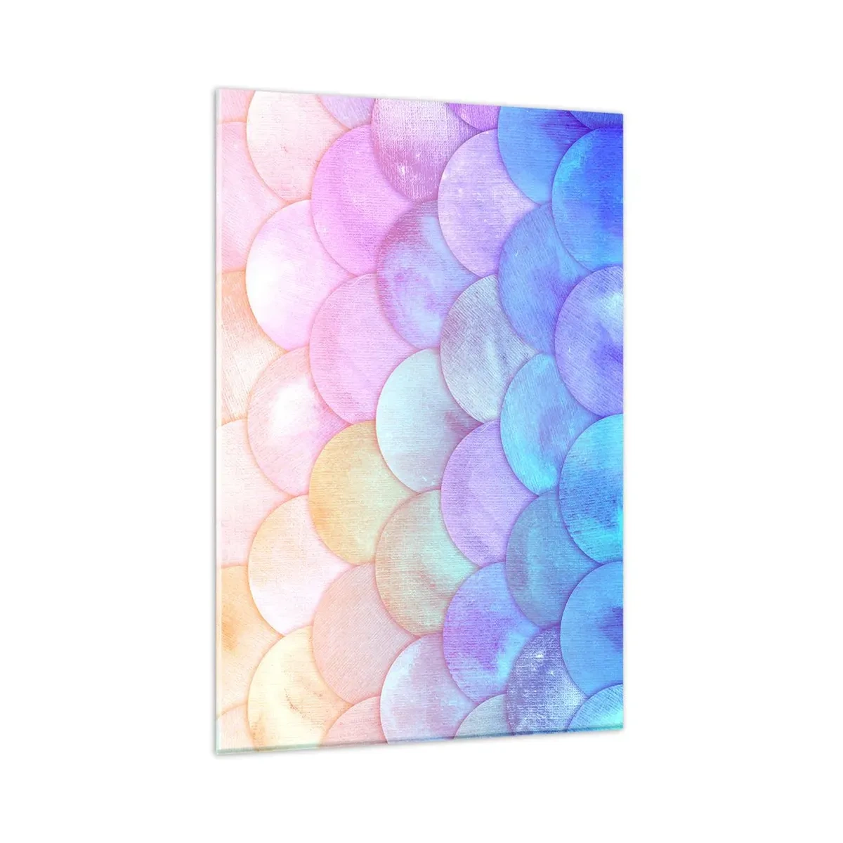 Glasbild - Bild auf glas - Abstrakte Schuppen in Pastelltönen - 80x120cm - Perlenschuppe - Moderne Wanddekoration für Wohnzimmer und Schlafzimmer ARTTOR
