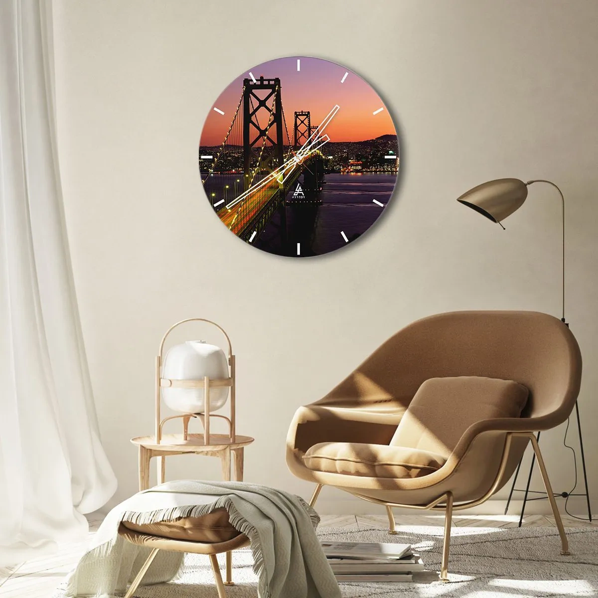 Wanduhr - Glasuhr - Violetter Abend - 40x40 cm