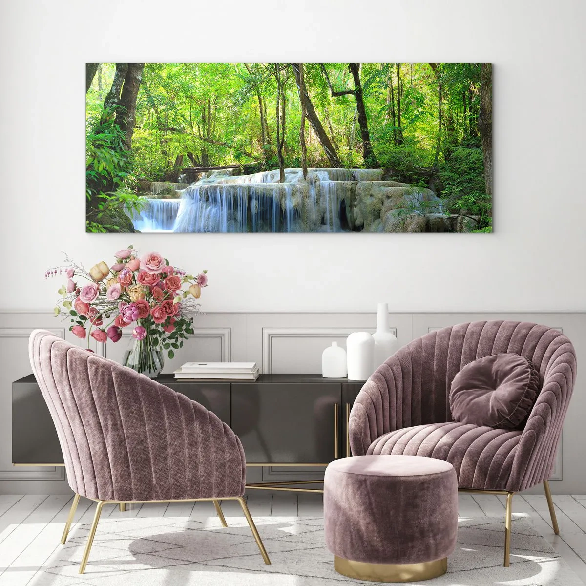 Glasbild - Bild auf glas - In Türkis und Grün ertrinken - 90x30 cm