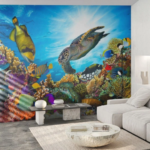 Fototapete Premium Canvas - Korallenpromenade - Korallenriff, Meer, Unterwasserwelt - 400x280 cm