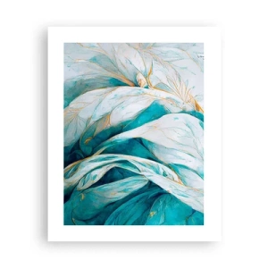 Poster - Blaue Abstraktion mit goldenem Motiv - 40x50 cm