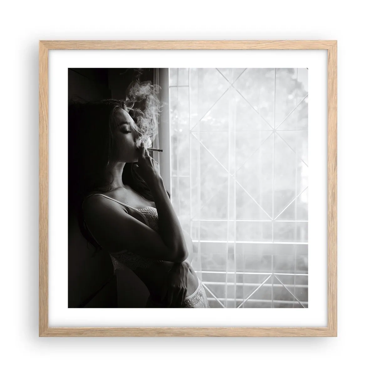 Poster in einem Rahmen aus heller Eiche - Sinnlicher Moment - 50x50 cm