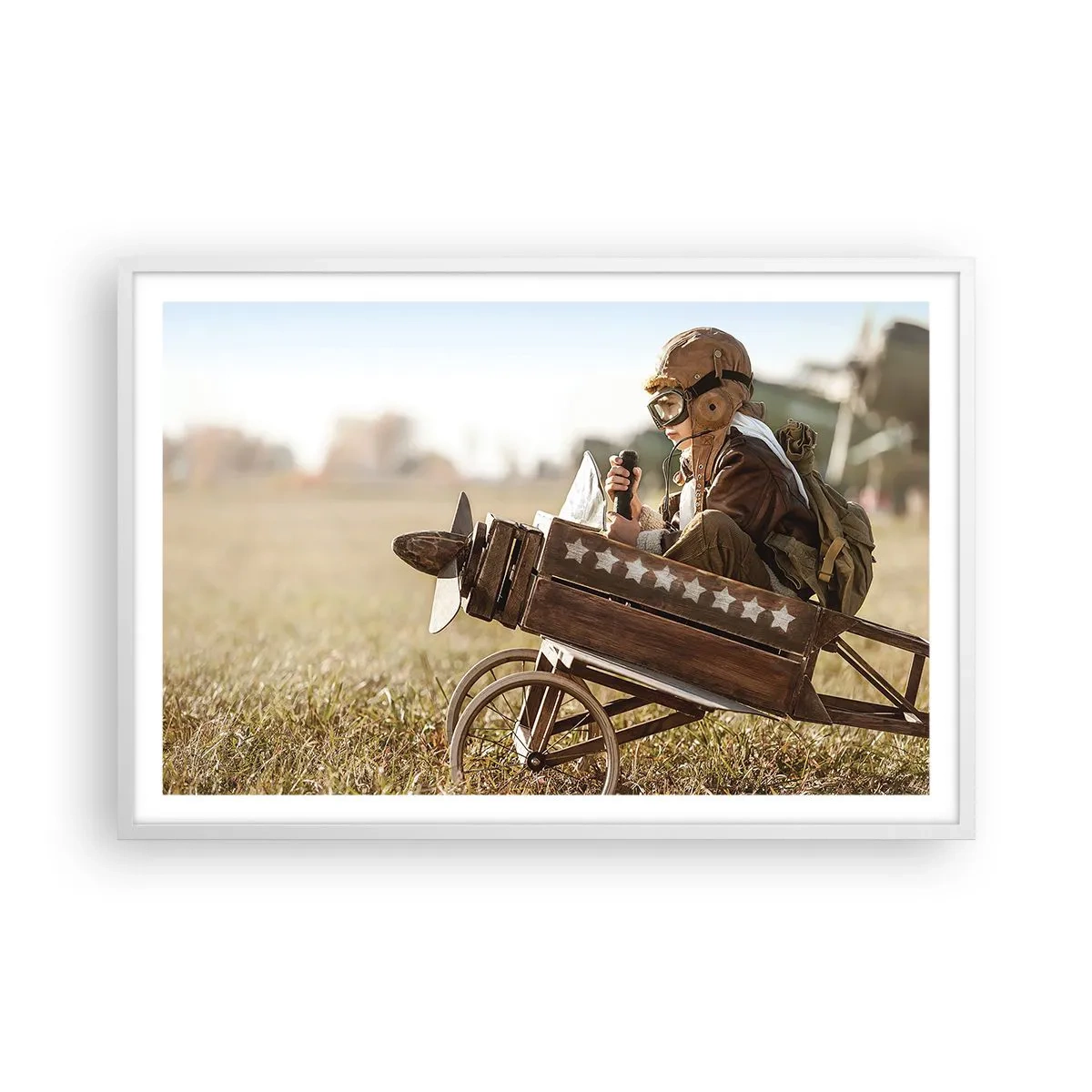 Poster in einem weißen Rahmen - Start in Richtung eines Traums - 91x61 cm