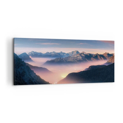 Bild auf Leinwand - Leinwandbild - Licht in den Tälern - 100x40 cm