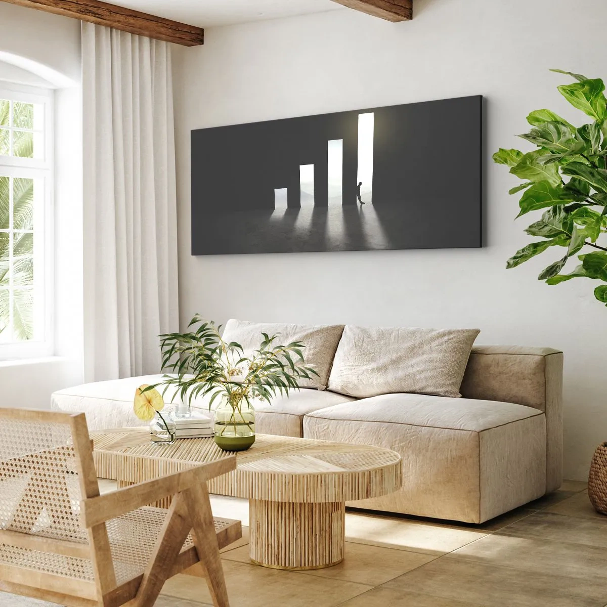 Bild auf Leinwand - Leinwandbild - Symbolisches Wachstum in Form von lichtdurchfluteten Passagen - 120x50cm - Erfolg –