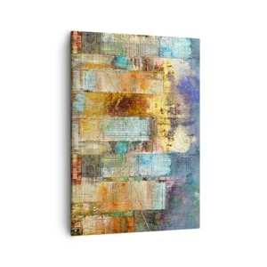 Bild auf Leinwand - Leinwandbild - Abstrakte Wolkenkratzer im Industriestil - 50x70cm - Sonnige Metropole - Moderne Wanddekoration für Wohnzimmer und Schlafzimmer ARTTOR