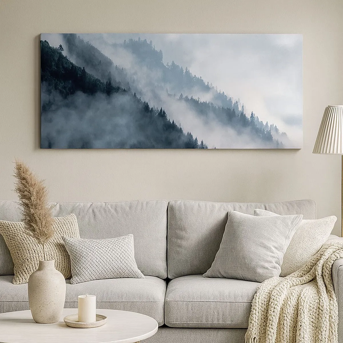Bild auf Leinwand - Leinwandbild - Mystik der Berge - 100x40 cm