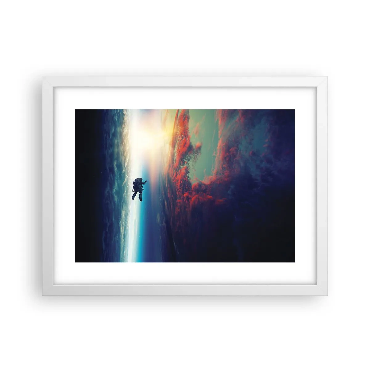 Poster in einem weißen Rahmen - Sich dem Universum stellen - 40x30 cm