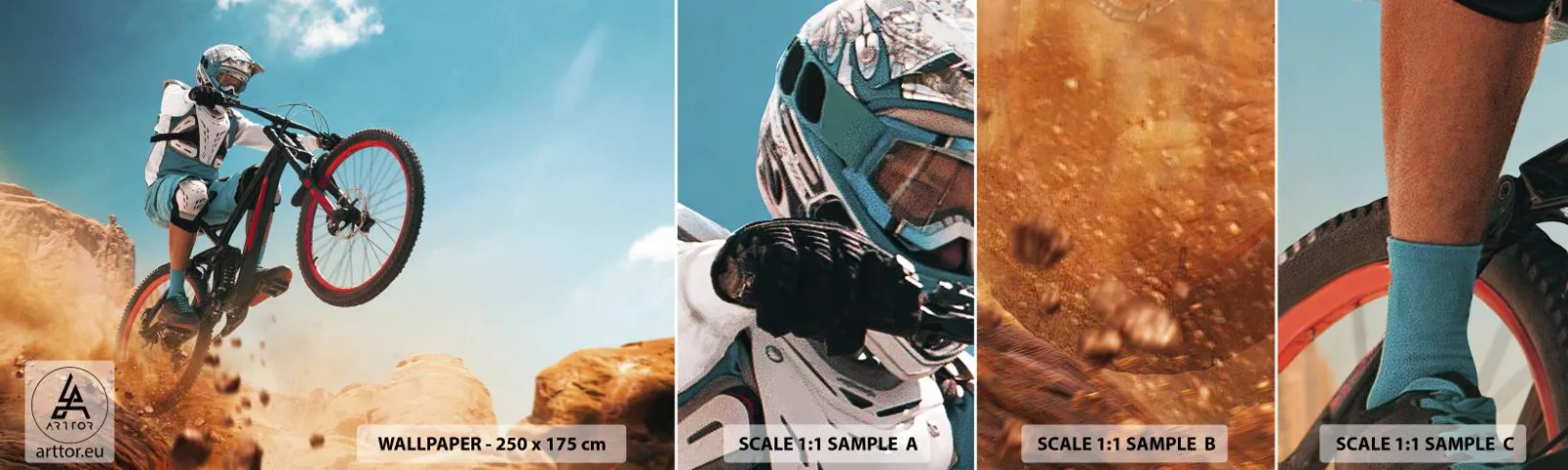 Fototapeten Muster Selbstklebend Deluxe Sticker - Fahrrad-Wahnsinn-Dämon - Fahrrad, Geschwindigkeit, Sportwettkämpfe - 100x30 cm