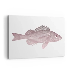 Bild auf Leinwand - Leinwandbild - Detaillierte Darstellung eines Fisches auf weißem Hintergrund - 100x70cm - Großäugiger Fisch - Moderne Wanddekoration für Wohnzimmer und Schlafzimmer ARTTOR