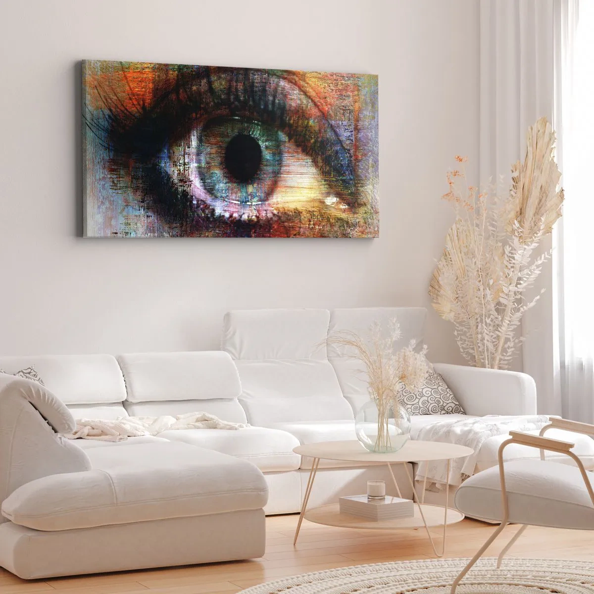 Bild auf Leinwand - Leinwandbild - Künstlerisches Auge in mehrfarbiger Abstraktion - 160x50cm - Du kannst in die Seele sehen - Moderne Wanddekoration für Wohnzimmer und Schlafzimmer ARTTOR