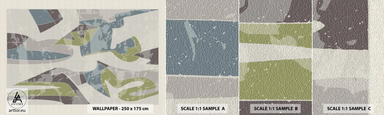 Fototapetenmuster Standard Eco - Komposition hinter dem Glas - Formen, Abstraktion, Pastell - 100x30 cm