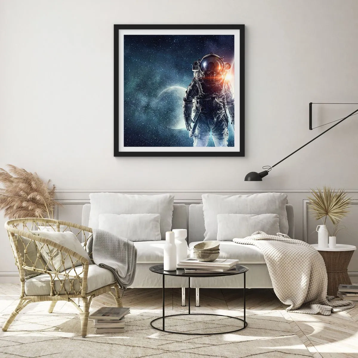 Poster in einem schwarzem Rahmen - Weltraumabenteuer - 60x60 cm