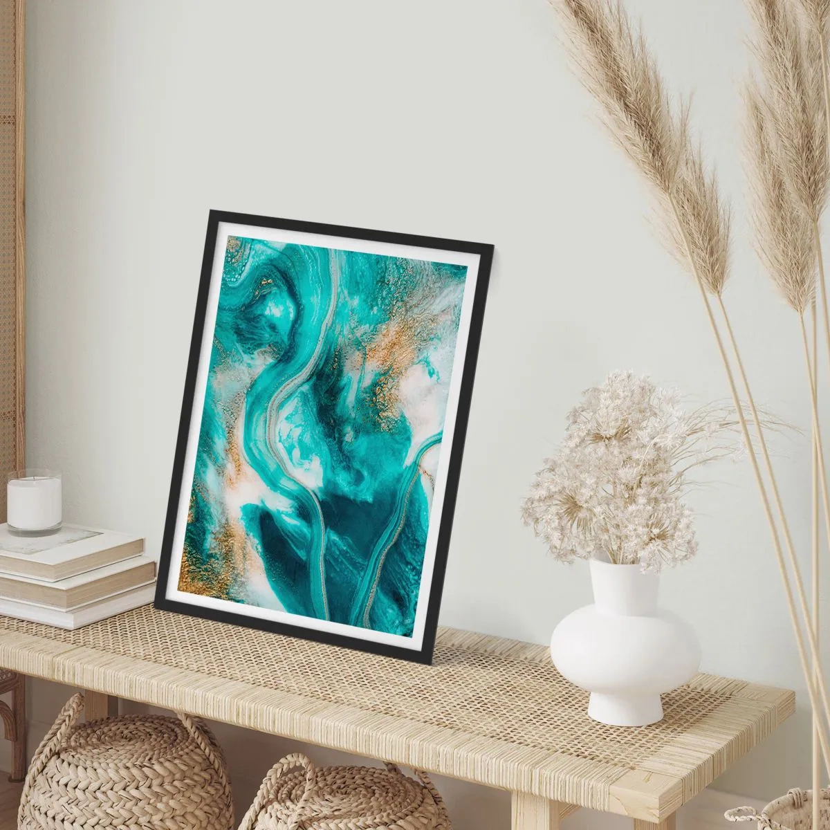 Poster in einem schwarzem Rahmen - Der Fluss aus Gold - 61x91 cm