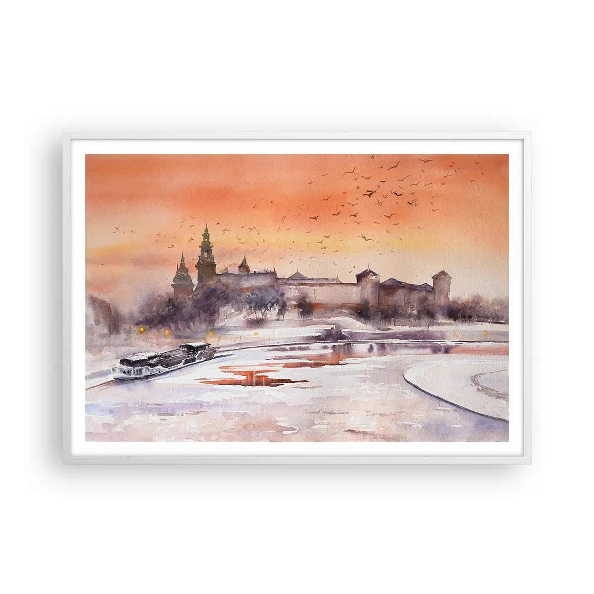 Poster in einem weißen Rahmen - Königlicher Sonnenuntergang - 100x70 cm