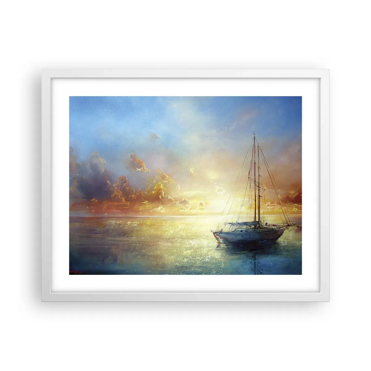 Poster in einem weißen Rahmen - In einer goldenen Bucht - 50x40 cm