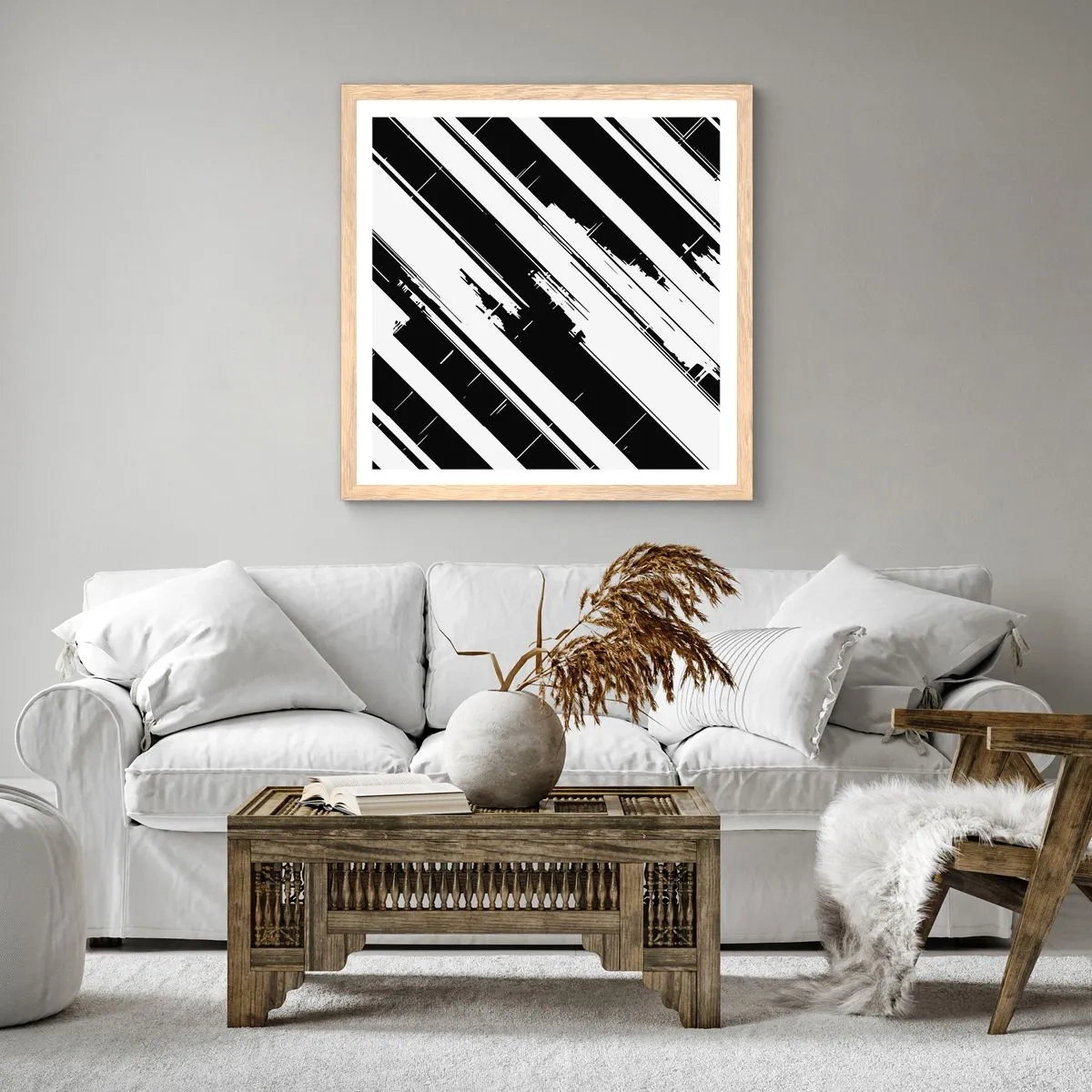 Poster in einem Rahmen aus heller Eiche - Eine intensive und dynamische Komposition - 50x50 cm