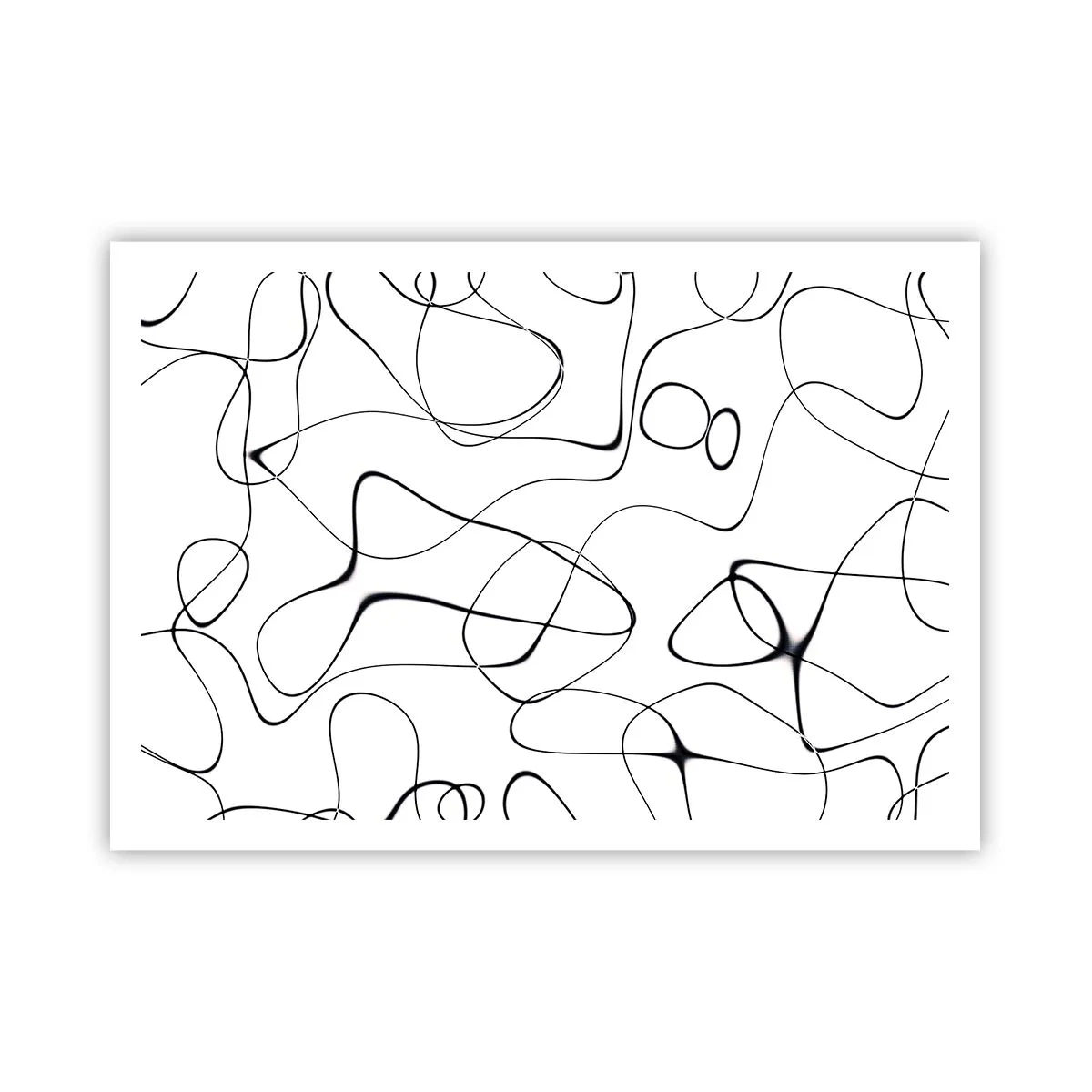 Poster - Abstrakte schwarze Linien auf weißem Hintergrund im minimalistischen Stil - 100x70cm - Lebenswege, Wechselfälle - Moderne Wanddekoration für Wohnzimmer und Schlafzimmer ARTTOR