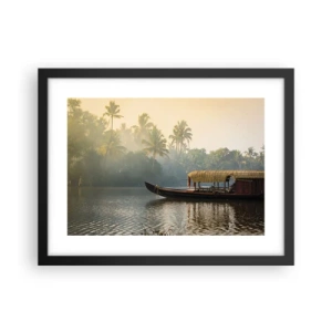 Poster in einem schwarzem Rahmen - Haus am Fluss - 40x30 cm