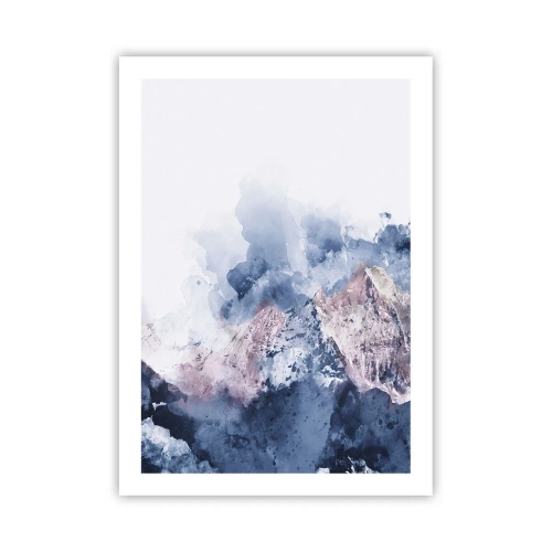 Poster - Abstrakte Berge in Blautönen - 50x70cm - Das sind die Spitzen! - Moderne Wanddekoration für Wohnzimmer und Schlafzimmer ARTTOR