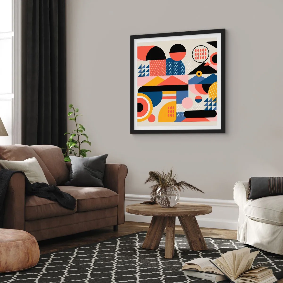 Poster in einem schwarzem Rahmen - Komposition: Na, los, spiel! - 30x30 cm