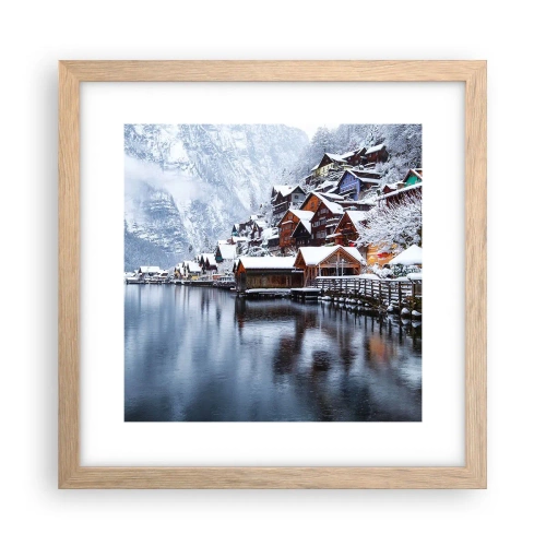 Poster in einem Rahmen aus heller Eiche - In winterlicher Dekoration - 30x30 cm