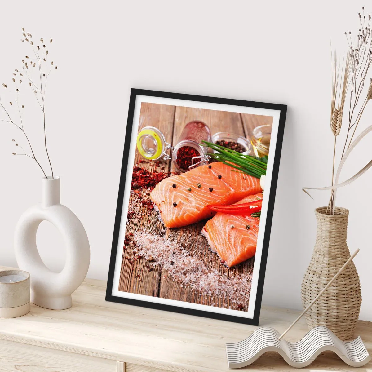 Poster in einem schwarzem Rahmen - Norwegisches Abenteuer in der Küche - 70x100 cm