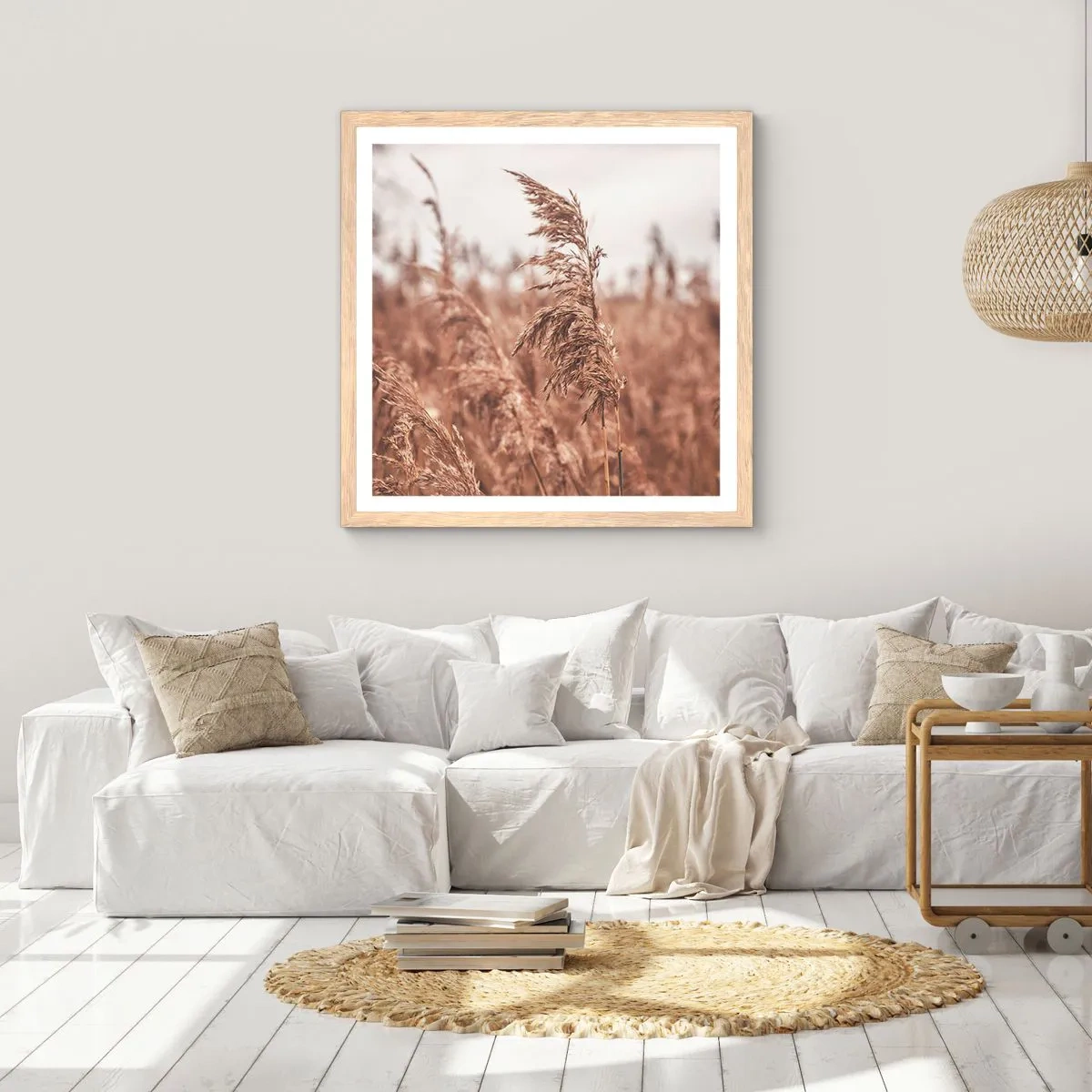 Poster in einem Rahmen aus heller Eiche - Auf den Feldern ist es schon Herbst - 50x50 cm