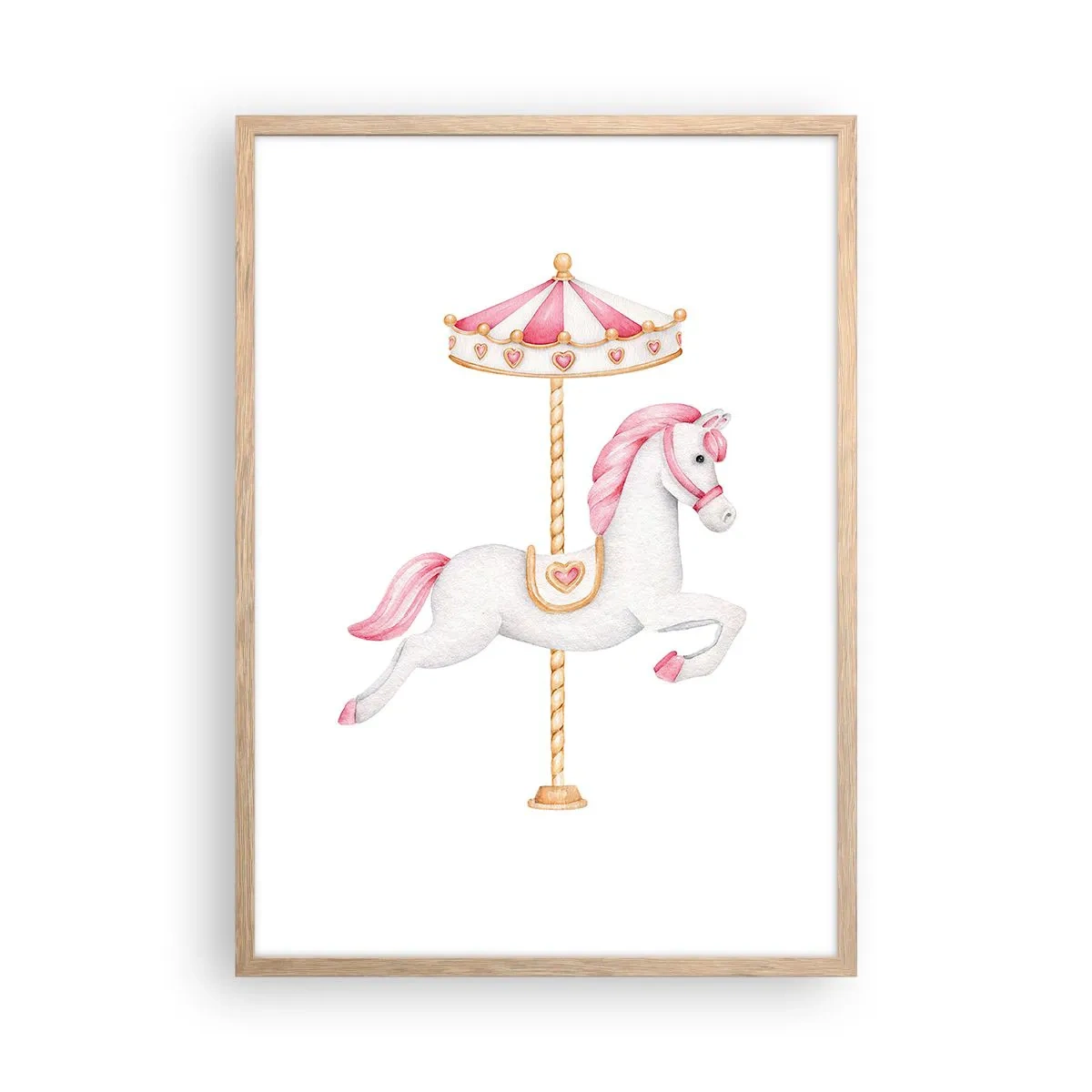 Poster in einem Rahmen aus heller Eiche - Er legte los - 50x70 cm