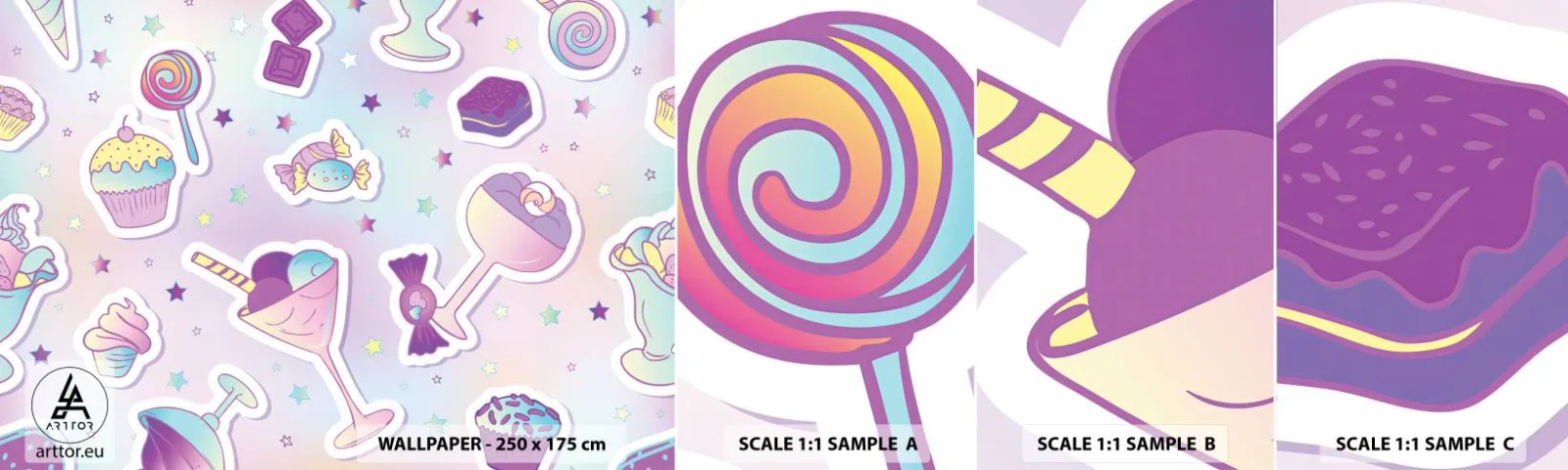 Fototapeten Muster Selbstklebend Deluxe Sticker - Dass es jeden Tag ein Geburtstag wäre - Für Kinder, Süßigkeiten, Lutscher - 100x30 cm