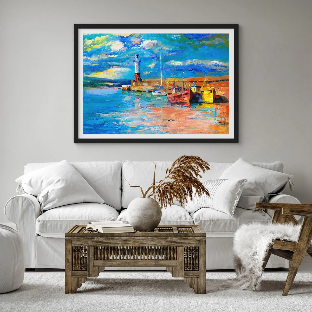 Poster in einem schwarzem Rahmen - Ein Nachmittag in der Regenbogenbucht - 40x30 cm